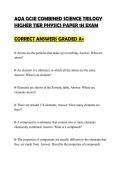 AQA GCSE COMBINED SCIENCE TRILOGY&NewLine;HIGHER TIER PHYSICS PAPER 1H EXAM