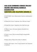 AQA GCSE COMBINED SCIENCE TRILOGY&NewLine;HIGHER TIER PHYSICS PAPER 1H&NewLine;EXAMINATION
