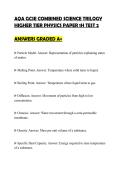AQA GCSE COMBINED SCIENCE TRILOGY&NewLine;HIGHER TIER PHYSICS PAPER 1H TEST 2