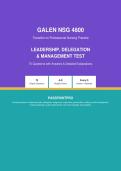 Galen NSG 4800 &ndash; Leadership&comma; Delegation & Management Test &vert;Questions with Answers & Detailed Explanations&NewLine;
