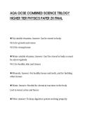 AQA GCSE COMBINED SCIENCE TRILOGY&NewLine;HIGHER TIER PHYSICS PAPER 2H FINAL