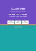 Galen NSG 4800 &ndash; Midterm Practice Exam Questions with Answers & Detailed Explanations