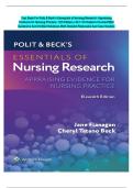 FULL TEST BANK FOR Polit & Beck&rsquo;s Essentials of Nursing Research&colon; Appraising Evidence for Nursing Practice&comma; 11th Edition &NewLine;ISBN&colon; 9781975262921&NewLine; &vert; ALL 18 chapters Covered &vert; With Questions And Correct Answers &vert; With Detailed Rationales &vert;And Case Study&vert; Gua