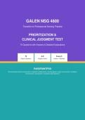 Galen NSG 4800 &ndash; Prioritization & Clinical Judgment Test Questions with Answers & Detailed Explanations&NewLine;