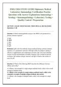 DMLI 2026 STUDY GUIDE Diplomate Medical &NewLine;Laboratory Immunology Certification Practice &NewLine;Questions with Answer Explanations Immunology &bull; &NewLine;Serology &bull; Immunopathology &bull; Laboratory Testing &bull; &NewLine;Quality Control &bull; Preparation