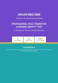 Galen NSG 4800 &ndash; Professional Role Transition & Nursing Identity Test Questions with Answers & Detailed Explanations&NewLine;