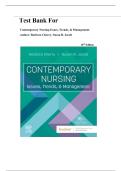 TEST BANK FOR Contemporary Nursing&colon; Issues&comma; Trends&comma; and Management 10th Edition by Barbara Cherry&comma; Susan R&period; Jacob ISBN&colon; 978-0443123566 COMPLETE GUIDE ALL CHAPTERS COVERED WITH RATIONALES 100&percnt; VERIFIED A&plus; GRADE ASSURED&excl;&excl;&excl;&excl;&excl;NEW LATEST UPDATE&excl;&excl;&excl;&excl;&excl;