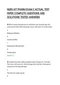 NURS 617 PHARM EXAM 2 ACTUAL TEST&NewLine;PAPER COMPLETE QUESTIONS AND&NewLine;SOLUTIONS TESTED ANSWERS&NewLine;