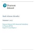 Edexcel AS Level Physics Paper 1 Core Physics I Mark Scheme 2025
