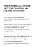 NURS 617 PHARM EXAM 3 ACTUAL TEST&NewLine;PAPER COMPLETE QUESTIONS AND&NewLine;SOLUTIONS TESTED ANSWERS&NewLine;