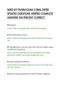 NURS 617 PHARM EXAM 3 FINAL PAPER&NewLine;UPDATED QUESTIONS VERIFIED COMPLETE&NewLine;ANSWERS 100 PERCENT CORRECT
