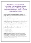 2026 SH Exam Prep&colon; Specialist in &NewLine;Hematology Practice Questions&comma; Answer &NewLine;Rationales&comma; Blood Cell Morphology&comma; &NewLine;Coagulation&comma; Laboratory Testing & Quality &NewLine;Assurance Study Guide 