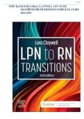 TEST BANK FOR LPN to RN Transitions 6th Edition by Lora Claywell ISBN&colon;978-0443105241 COMPLETE GUIDE ALLCHAPTERS COVERED WITH RATIONALES 100&percnt; VERIFIED A&plus; GRADE ASSURED&excl;&excl;&excl;&excl;&excl;NEW LATEST UPDATE&excl;&excl;&excl;&excl;&excl;