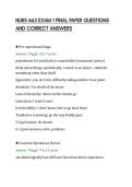 NURS 663 EXAM 1 FINAL PAPER QUESTIONS&NewLine;AND CORRECT ANSWERS&NewLine;