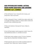 AQA PSYCHOLOGY PAPER 2 ACTUAL&NewLine;EXAM PAPER QUESTIONS AND ANSWERS