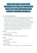 NURS 5220 ADULT SOAP NOTE&NewLine;UNIVERSITY OF TEXAS AT ARLINGTON&NewLine;FINAL TEST 2026 QUESTIONS WITH&NewLine;CORRECT ANSWERS GRADED A&plus;
