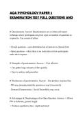 AQA PSYCHOLOGY PAPER 2&NewLine;EXAMINATION TEST FULL QUESTIONS AND