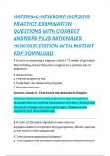 Maternal-Newborn Nursing Practice Exam 2026&sol;2027 &vert; Examination Questions with Correct Answers&comma; Detailed Rationales & Instant PDF Download