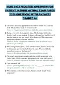 NURS 5432 PROGRESS OVERVIEW FOR&NewLine;PATIENT JASMINE ACTUAL EXAM PAPER&NewLine;2026 QUESTIONS WITH ANSWERS&NewLine;GRADED A&plus;