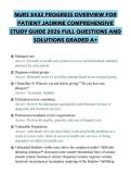 NURS 5432 PROGRESS OVERVIEW FOR&NewLine;PATIENT JASMINE COMPREHENSIVE&NewLine;STUDY GUIDE 2026 FULL QUESTIONS AND&NewLine;SOLUTIONS GRADED A&plus;