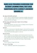 NURS 5432 PROGRESS OVERVIEW FOR&NewLine;PATIENT JASMINE FINAL TEST 2026&NewLine;QUESTIONS WITH CORRECT ANSWERS&NewLine;GRADED A&plus;