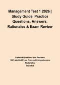 Management Test 1 2026 &vert; Study Guide&comma; Practice Questions&comma; Answers&comma; Rationales & Exam Review&NewLine;&NewLine;