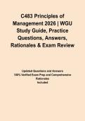 C483 Principles of Management 2026 &vert; WGU Study Guide&comma; Practice Questions&comma; Answers&comma; Rationales & Exam Review&NewLine;&NewLine;