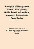 Principles of Management Exam 1 2026 &vert; Study Guide&comma; Practice Questions&comma; Answers&comma; Rationales & Exam Review&NewLine;&NewLine;