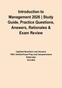 Introduction to Management 2026 &vert; Study Guide&comma; Practice Questions&comma; Answers&comma; Rationales & Exam Review