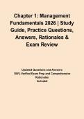 Chapter 1&colon; Management Fundamentals 2026 &vert; Study Guide&comma; Practice Questions&comma; Answers&comma; Rationales & Exam Review&NewLine;&NewLine;