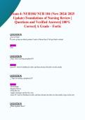  Foundations of Nursing Review &vert;  Questions and Verified Answers&vert; 100&percnt;  Correct&vert; A Grade &ndash; Fortis  Q