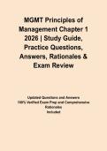 MGMT Principles of Management Chapter 1 2026 &vert; Study Guide&comma; Practice Questions&comma; Answers&comma; Rationales & Exam Review&NewLine;&NewLine;