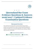 Queensland Bar Exam Evidence 450&plus; Questions & Answers 2026&sol;2027 &vert; Updated Evidence Examination Questions