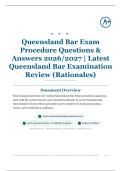 Queensland Bar Exam Procedure 60&plus; Questions & Answers 2026&sol;2027 &vert; Latest Queensland Bar Examination Review &lpar;Rationales&rpar;