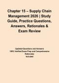 Chapter 15 &ndash; Supply Chain Management 2026 &vert; Study Guide&comma; Practice Questions&comma; Answers&comma; Rationales & Exam Review&NewLine;&NewLine;