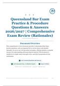 Queensland Bar Exam Practice & Procedure 70&plus; Questions & Answers 2026&sol;2027 &vert; Comprehensive Exam Review &lpar;Rationales&rpar;