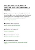 NURS 5433 FINAL 300 CERTIFICATION&NewLine;EVALUATION TESTED QUESTIONS COMPLETE&NewLine;ANSWERS&NewLine;