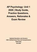 AP Psychology&colon; Unit 1 2026 &vert; Study Guide&comma; Practice Questions&comma; Answers&comma; Rationales & Exam Review
