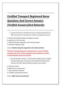 Certified Transport Registered Nurse &NewLine;Questions And Correct Answers &NewLine;&lpar;Verified Answers&rpar;And Rationles 