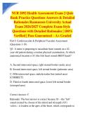  NUR 2092 Health Assessment Exam 2 Quiz Bank Practice Questions Answers & Detailed Rationales Rasmussen University Actual Exam 2026&sol;2027 Complete Exam-Style Questions with Detailed Rationales &vert; 100&percnt; Verified &vert; Pass Guaranteed &ndash; A&plus; Graded