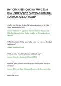 NYC CITY ASSESSOR EXAM PREP 2 2026&NewLine;FINAL PAPER SOLVED QUESTIONS WITH FULL&NewLine;SOLUTION ALREADY PASSED&NewLine;