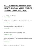 NYC CUSTODIAN ENGINEER FINAL PAPER&NewLine;UPDATED QUESTIONS VERIFIED COMPLETE&NewLine;ANSWERS 100 PERCENT CORRECT&NewLine;