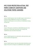 NYC FOOD PROTECTION ACTUAL TEST&NewLine;PAPER COMPLETE QUESTIONS AND&NewLine;SOLUTIONS TESTED ANSWERS&NewLine;