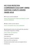 NYC FOOD PROTECTION&NewLine;COMPREHENSIVE EXAM SCRIPT VERIFIED&NewLine;QUESTIONS COMPLETE ANSWERS&NewLine;GRADED APLUS