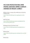 NYC FOOD PROTECTION FINAL PAPER&NewLine;UPDATED QUESTIONS VERIFIED COMPLETE&NewLine;ANSWERS 100 PERCENT CORRECT&NewLine;