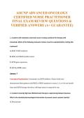 AOCNP ADVANCED ONCOLOGY&NewLine;CERTIFIED NURSE PRACTITIONER&NewLine;FINAL EXAM REVIEW QUESTIONS &&NewLine;VERIFIED ANSWERS &lpar;A&plus; GUARANTEE&rpar;