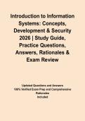 Introduction to Information Systems&colon; Concepts&comma; Development & Security 2026 &vert; Study Guide&comma; Practice Questions&comma; Answers&comma; Rationales & Exam Review&NewLine;&NewLine;