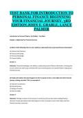 TEST BANK FOR INTRODUCTION TO PERSONAL FINANCE&colon; BEGINNING YOUR FINANCIAL JOURNEY 3RD EDITION BY JOHN E&period; GRABLE & LANCE PALMER &ndash; COMPLETE CHAPTERS&comma; QUESTIONS & ANSWERS