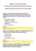 MEDICAL SLP PRAXIS EXAM&NewLine;COMPLETE QUESTIONS AND DETAILED SOLUTIONS&NewLine;LATEST UPDATE THIS YEAR JUST RELEASED