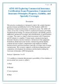 AINS 103 Exploring Commercial Insurance &NewLine;Certification Exam Preparation&colon; Commercial &NewLine;Insurance Principles&comma; Property&comma; Liability&comma; and &NewLine;Specialty Coverages